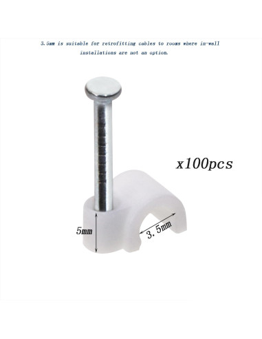 Clips de Cable Ethernet Mini Skater 3.5mm Blancos 100 Pcs