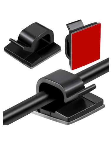 Clips de Cable Adhesivos Maitys 60 Piezas Grande Negro