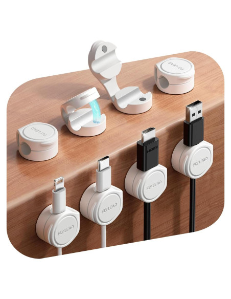 Organizador de Cables FLYLEAD Magnético 8mm Blanco - 8 Piezas Organizador de Cables FLYLEAD Magnético 8mm Blanco - 8 Piezas