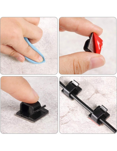 Clips de Cable Adhesivos Maitys 60 Piezas Grande Negro
