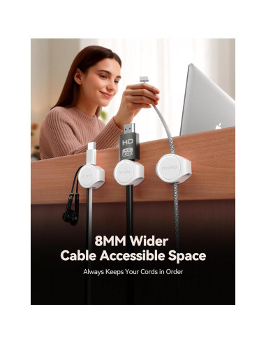 Organizador de Cables FLYLEAD Magnético 8mm Blanco - 8 Piezas