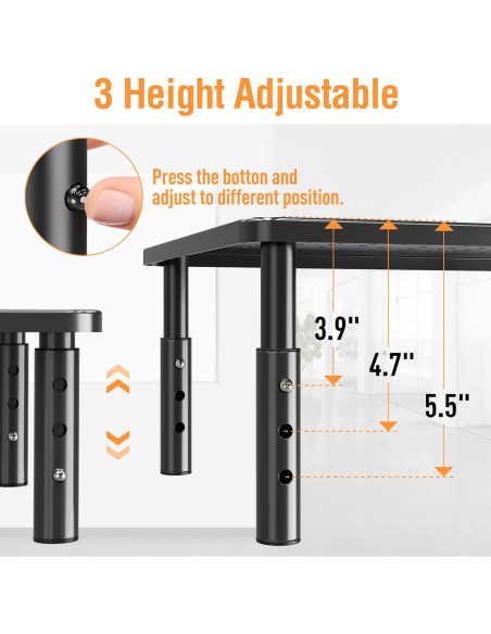 Soporte de Monitor Ajustable ELIVED - 2 Paquetes, Metal, 3 Niveles