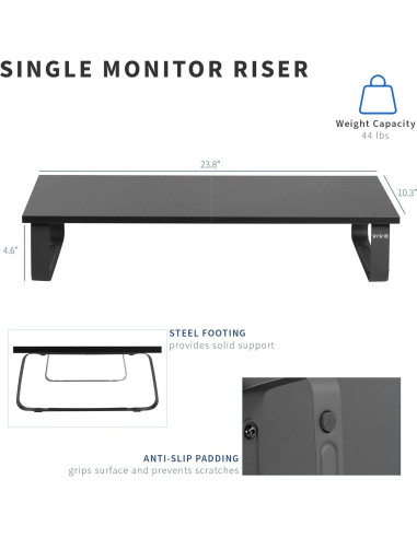 Soporte Elevador para Monitor VIVO STAND-V000D 60.4cm Negro