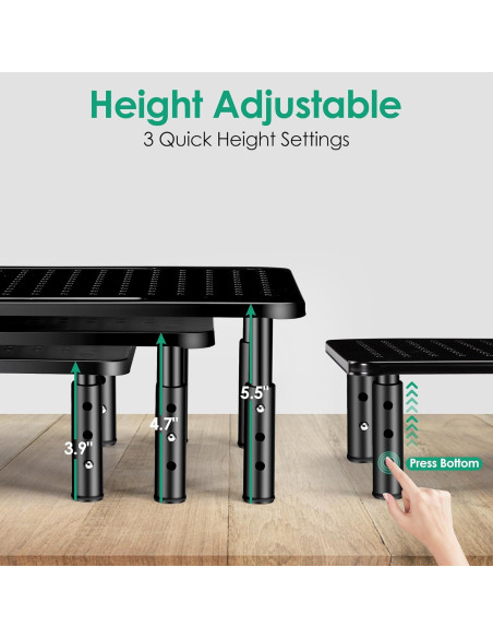 Soporte para Monitor Ajustable La Jaco - Negro, 3 Alturas