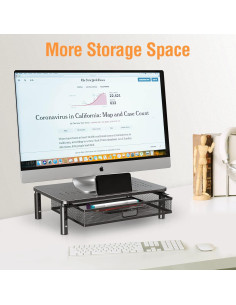 Soporte de Monitor Ajustable Elived con Cajón - Metal 19.96kg 2