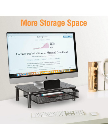 Soporte de Monitor Ajustable Elived con Cajón - Metal 19.96kg