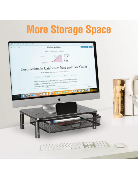 Soporte de Monitor Ajustable Elived con Cajón - Metal 19.96kg