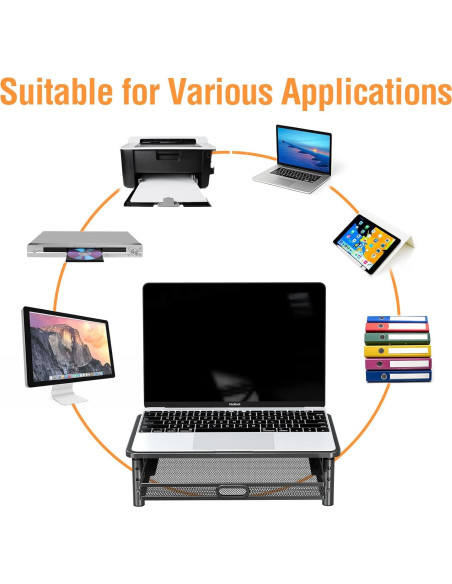 Soporte de Monitor Ajustable Elived con Cajón - Metal 19.96kg