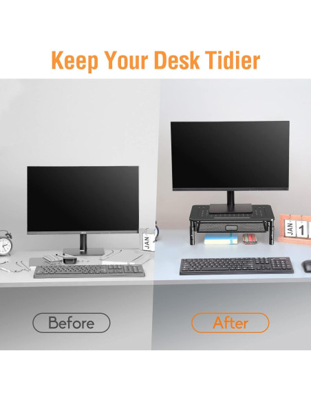 Soporte de Monitor Ajustable Elived con Cajón - Metal 19.96kg