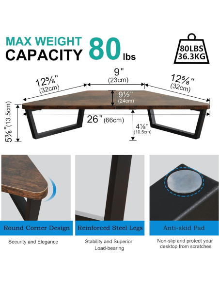 Soporte de Monitor Triangular TEAMIX 66x32 cm Madera Metal