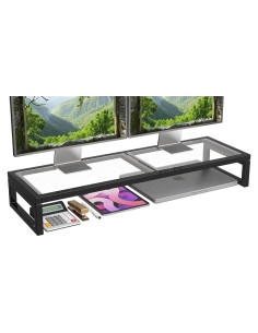 Soporte Elevador Doble para Monitor Simple Trending Vidrio 81.28x25.4cm