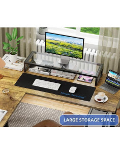 Soporte Elevador Doble para Monitor Simple Trending Vidrio 81.28x25.4cm 2