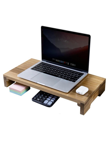 Soporte para Monitor de Madera Acacia MyGift - Elevador Ergonomico