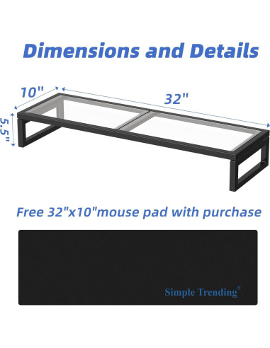 Soporte Elevador Doble para Monitor Simple Trending Vidrio 81.28x25.4cm