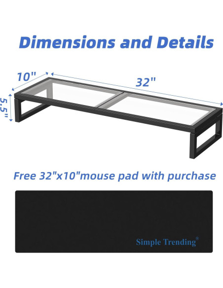 Soporte Elevador Doble para Monitor Simple Trending Vidrio 81.28x25.4cm