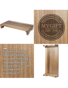 Soporte para Monitor de Madera Acacia MyGift - Elevador Ergonomico 2