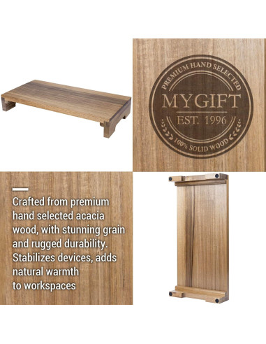 Soporte para Monitor de Madera Acacia MyGift - Elevador Ergonomico