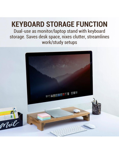 Soporte para Monitor de Madera Acacia MyGift - Elevador Ergonomico