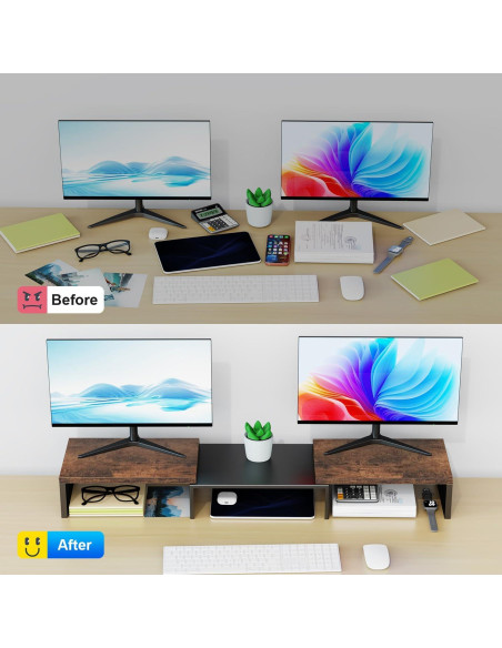 Soporte Doble para Monitor OUTIOE de Madera 101.6x22.9cm