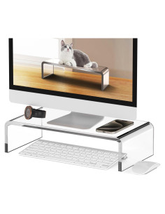 Soporte de Monitor Acrílico Transparente Egchi 1 Nivel 10cm