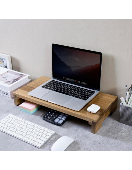 Soporte para Monitor de Madera Acacia MyGift - Elevador Ergonomico