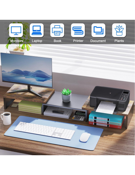 Soporte Doble para Monitor OUTIOE de Madera 101.6x22.9cm