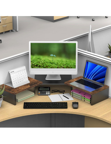 Soporte Doble para Monitor OUTIOE de Madera 101.6x22.9cm