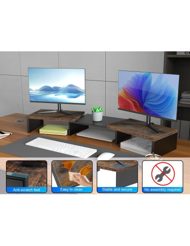 Soporte Doble para Monitor OUTIOE de Madera 101.6x22.9cm