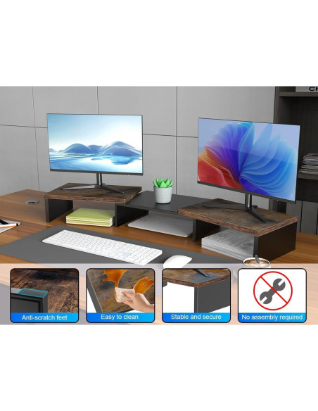 Soporte Doble para Monitor OUTIOE de Madera 101.6x22.9cm