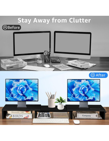 Soporte Elevador Doble Monitor La Jaco Ajustable Negro