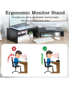 Soporte Elevador de Monitor TEAMIX Negro 2 Niveles Ajustable 2