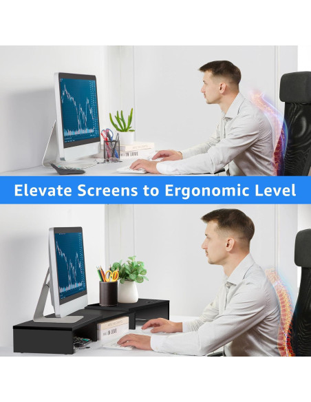 Soporte Elevador Doble Monitor La Jaco Ajustable Negro