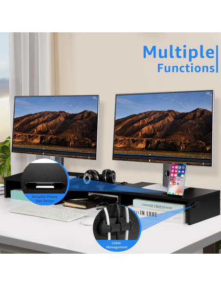 Soporte Elevador Doble Monitor La Jaco Ajustable Negro