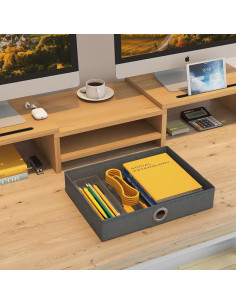 Soporte Doble Monitor WESTREE con Cajón Ajustable 45.36kg 2