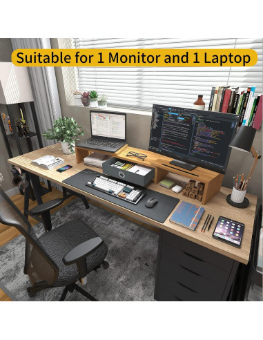 Soporte Doble Monitor WESTREE con Cajón Ajustable 45.36kg