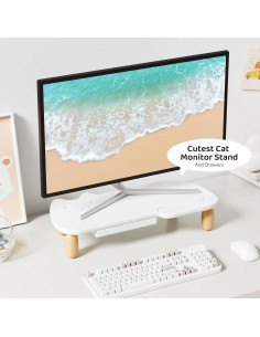 Soporte para Monitor AFOOYO Gato Blanco Ergonómico 42x21 cm 2