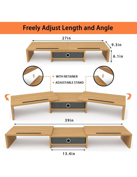 Soporte Doble Monitor WESTREE con Cajón Ajustable 45.36kg