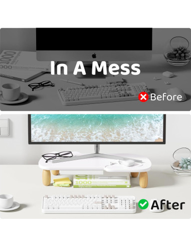 Soporte para Monitor AFOOYO Gato Blanco Ergonómico 42x21 cm