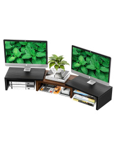 Soporte Elevador de Monitor Simple Trending 3 Estantes Ajustable Negro