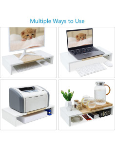 Soporte Elevador de Monitor TEAMIX 20" Madera Blanco y Arce 2