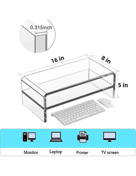 Soporte de Monitor Acrílico Wymexen 2 Niveles 40.6x20.3 cm