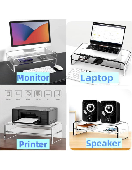 Soporte de Monitor Acrílico Wymexen 2 Niveles 40.6x20.3 cm