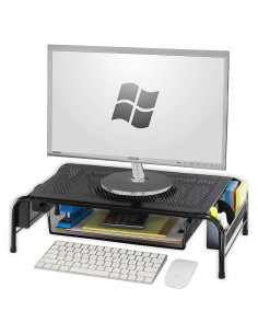 Soporte para Monitor de Metal Simple Houseware con Cajón Negro