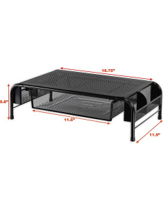 Soporte para Monitor de Metal Simple Houseware con Cajón Negro 2