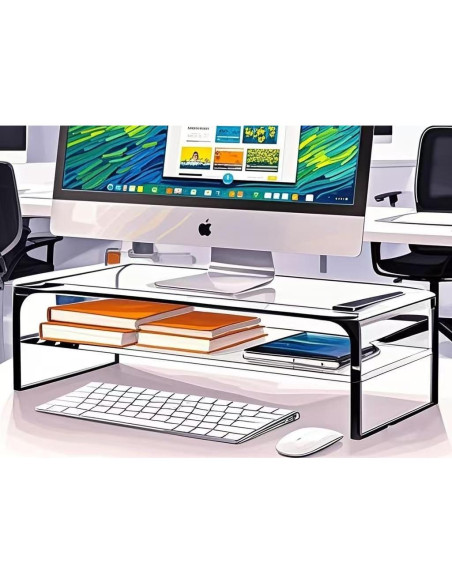 Soporte de Monitor Acrílico Wymexen 2 Niveles 40.6x20.3 cm