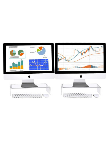 Soporte de Monitor Acrílico Jetec 2 Pcs 41x20x8 cm Transparente