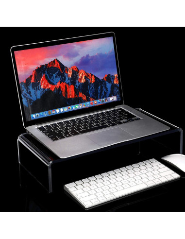 Soporte de Monitor Acrílico Jetec 2 Pcs 41x20x8 cm Transparente