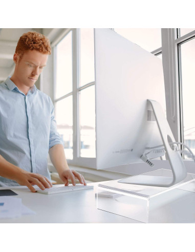 Soporte de Monitor Acrílico Jetec 2 Pcs 41x20x8 cm Transparente