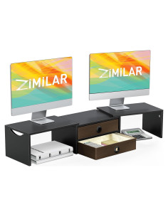 Soporte para Doble Monitor Zimilar con 2 Cajones Ajustable