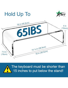Soporte de Monitor Acrílico AMT 40.64x19.05 cm para PC/Laptop 2